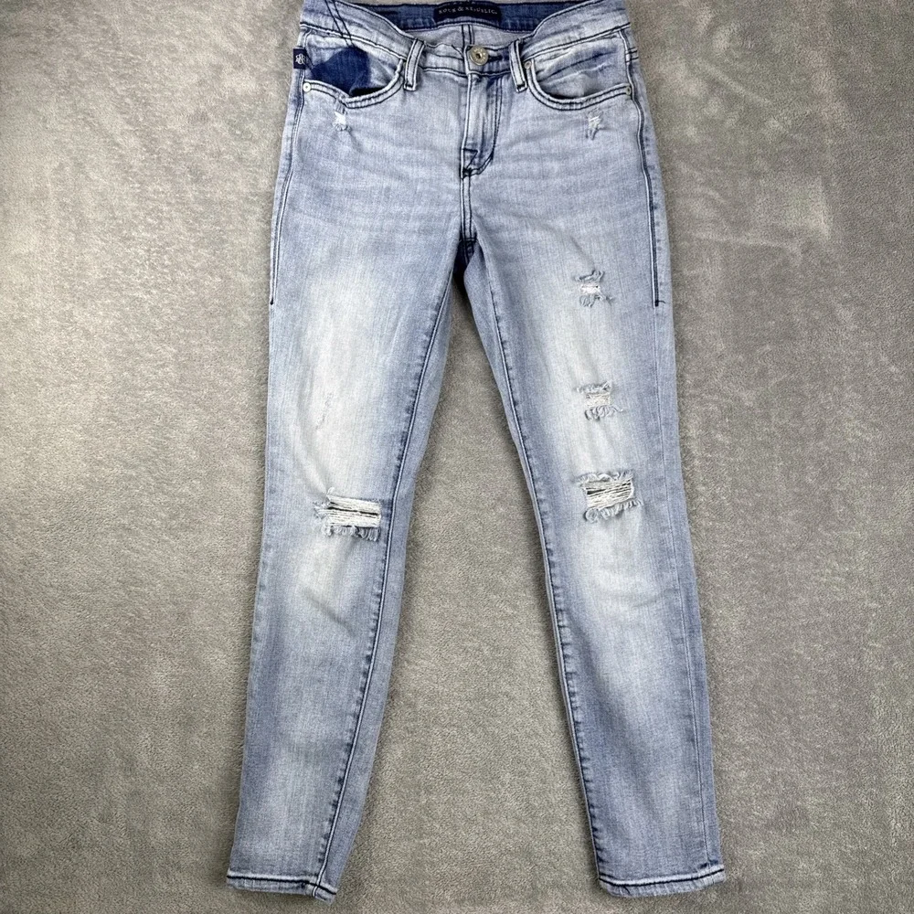 Rock & Republic Distressed Blue Jeans Women's Size‎ 2 Berlin Ankle Cotton Blend
